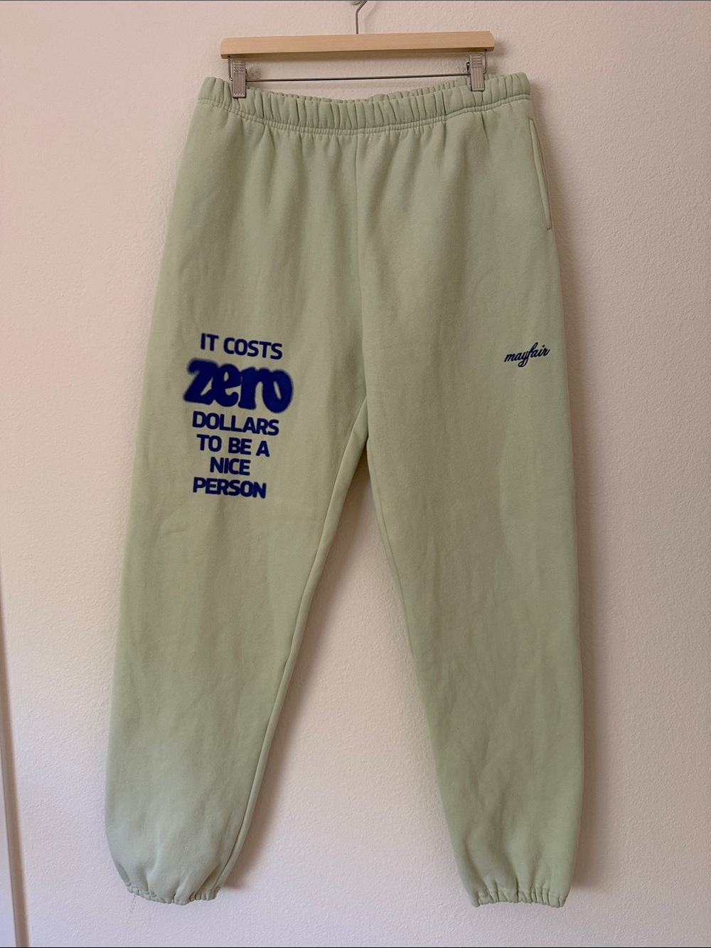 Mayfair Group It Costs 0.00 To Be A Nice Person Sweatpants Size L XL Oversized